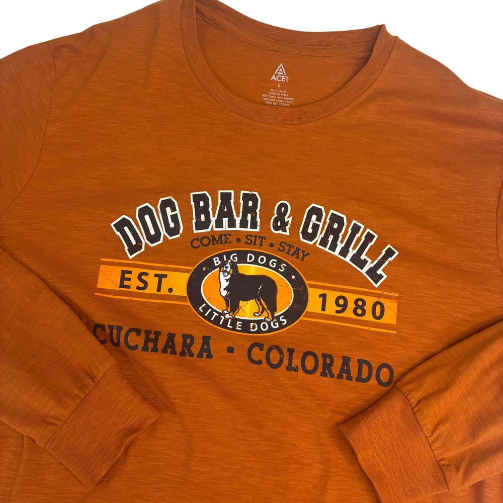 Dog Bar & Grill Cuchara Colorado Orange Graphic Longsleeve T‎ Shirt Large